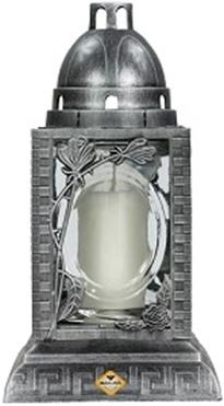 LCA - 6-400-x - Candelă din sticlă cu decorațiune ~ 56 h - Alb / Argintiu / Auriu