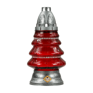 Candelă din sticlă brad cu brâu pietricele CH-BRD26-BR