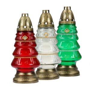 Candelă din sticlă brad cu brâu pietricele CH-BRD31-BR
