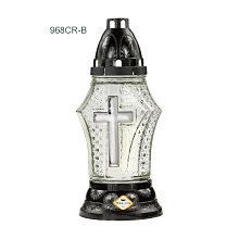Candelă din sticlă cu cruce - 968CR