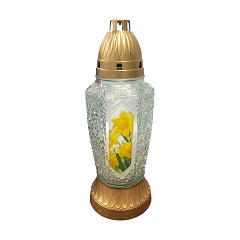 Candelă sticlă Bispol cu flori - 4065