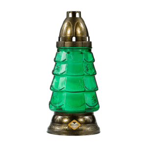 Candelă din sticlă brad cu steluțe aurii CH-BRD-851-STL