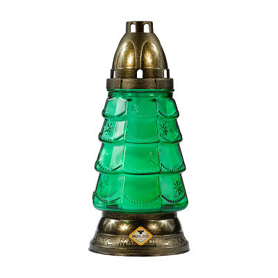 Candelă din sticlă brad cu steluțe aurii CH-BRD-851-STL