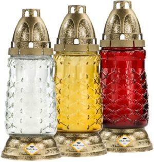LCA - 949-MIX - Candelă din sticlă ~ 26 h - MIX (alb, galben și roșu)