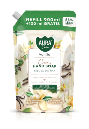 Aura Care - Săpun lichid rezervă 900ml + 100ml gratis - Vanilie