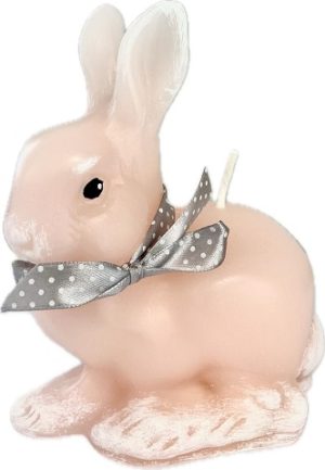Lumânare în formă de iepure din parafină cu fundiță - parfumat Pink 140mm - IEP-140-P