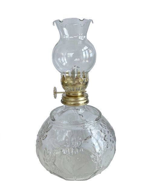 Lampă mică în formă rotundă cu floare, pentru ulei parafinic nearomat - 19,5cm - LMP-FLO