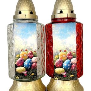 Candelă din sticlă MIX (alb/roșu) - Ou - PB-418-OU-AR