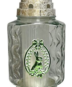 Candelă din sticlă cu decorațiune de Paști - Iepure - PB-419-GREEN-IEP