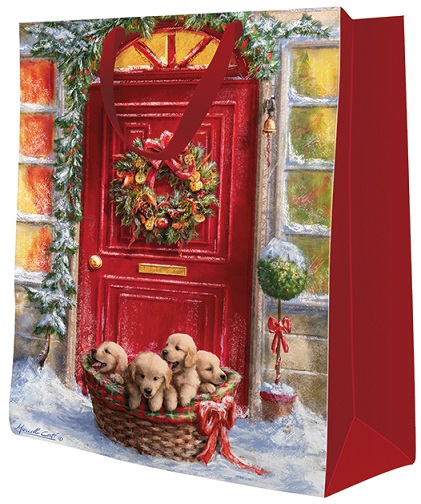 Pungi cadou Motive Crăciun - Standard BIG Basket With Puppies 30x41x12cm - PC-SB-CH-BP
