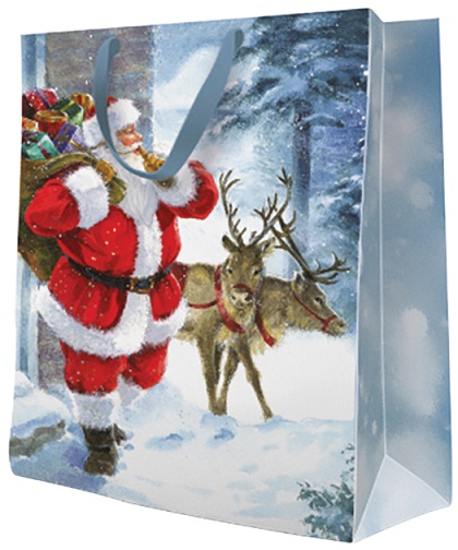 Pungi cadou Motive Crăciun - Standard BIG Santa Is Coming 30x41x12cm - PC-SB-CH-SIC