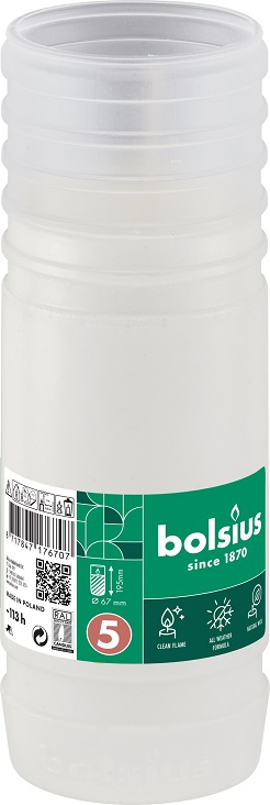Candelă rezervă Bolsius RP5 / NR 5P - DNI - ALB
