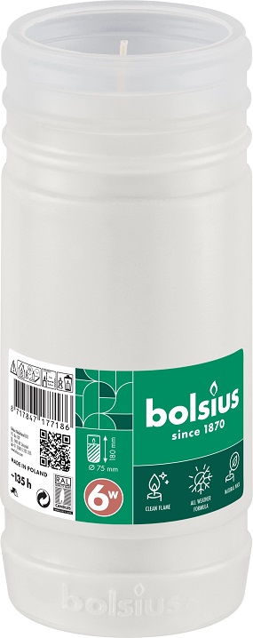 Candelă rezervă Bolsius RP6W / NR 6.5P - DNI - ALB