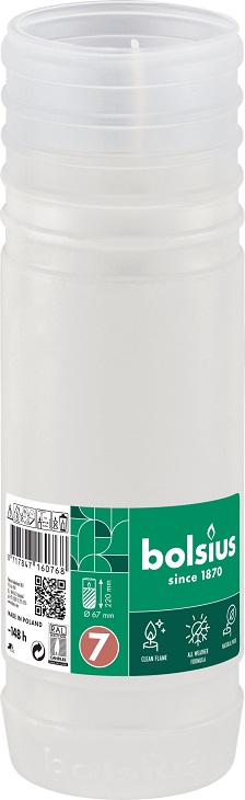 Candelă rezervă Bolsius RP7 / NR 7P - DNI - ALB