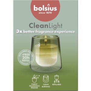 Kit Clean Light Bolsius Suport + parafină parfumată - Gardenie & Smochin - BO-CL-KIT-03