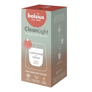 Rezervă din parafină pentru Kit Clean Light Bolsius pck 2 - Lemn de cedru & Vetiver - BO-CL-REF2-16