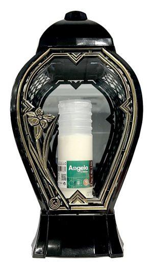 Felinar de sticlă cu floare - Negru