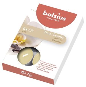 Lumânări pastilă 4h - 6 buc Bolsius - Vanilie - TRU-PB15-75-VAN
