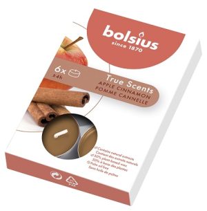Lumânări pastilă 4h - 6 buc Bolsius - Măr și Scorțișoară - TRU-PB15-95-MSC
