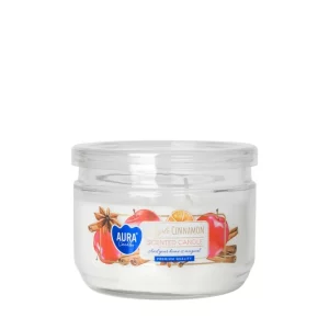 Lumânare parfumată cu 2 fitile si capac mar scortisoara
