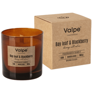 Lumânare parfumată Valpe cu fitil din lemn ce imită sunetul lemnului în timpul arderii - Bay leaf & Blackberry