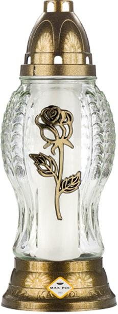 LCA - 1041-TR-MIX - Candelă din sticlă cu trandafir ~ 41 h - MIX (auriu și argintiu)