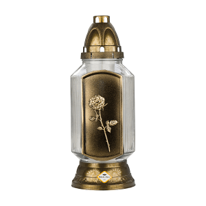 Candelă din sticlă cu trandafir auriu - 1056-TR-G