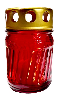 Candelă sticlă 50-2G Alb / Roșu