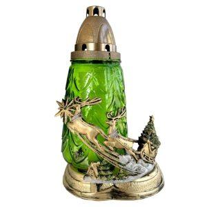 Candelă Crăciun cu Sania Moșului - verde