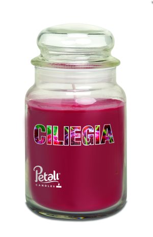 Lumânare parfumată Petali, borcan mare, Frosted Cherry (Ciliegia)