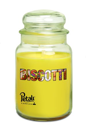 Lumânare parfumată Petali, borcan mare, Vanilla Macarons (Biscotti)