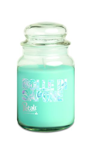 Lumânare parfumată Petali, borcan mare, Pure Cotton (Bolle di sapone)