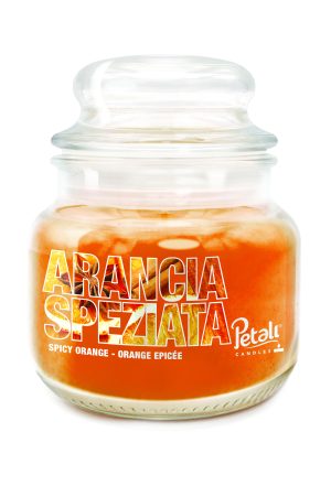 Lumânare parfumată Petali, borcan mic, Orange-Cinnamon (Arancia Speziata)