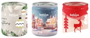 Lumânare parfumată în pahar Bolsius- model Mix (vanilie, cranberry, creme brulee)