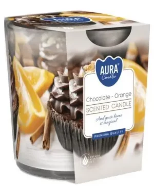 Lumânare parfumată în pahar imprimat - Ciocolată-Orange