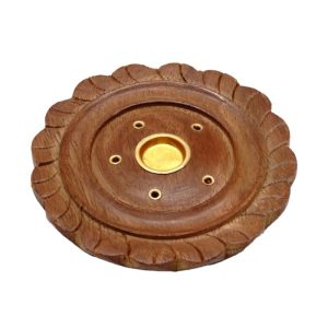 Suport din lemn rotund pentru bețișoare și conuri parfumate