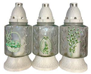 Candelă din sticlă MIX - Iepure - PB-419-GREEN-IEP-MIX