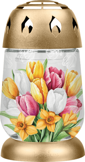 Candelă sticlă Bolsius model Floral - BO-2L-FLO