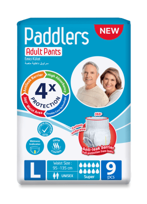 Paddlers - Scutece pentru incontinență adulți, tip chilot, mărime L (9 buc. / pachet => 5,34 RON / buc.)