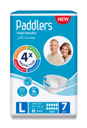 Paddlers - Scutece pentru incontinență adulți, cu bandă adezivă, mărime L (7 buc. / pachet => 4,62 RON / buc.)