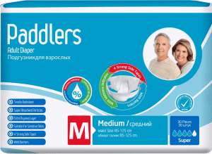 Paddlers - Scutece pentru incontinență adulți, cu bandă adezivă, mărime M (30 buc. / pachet => 4,00 RON / buc.)