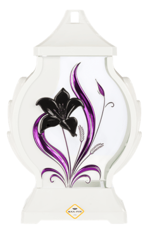 Felinar alb din sticlă cu floare - L-1086-FL-A