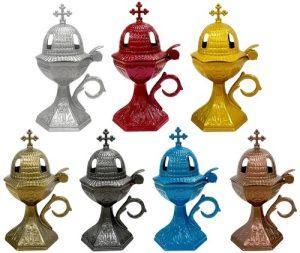 LCA - CAT-GR-CUP-xxx - Cățuie cupolă din metal cu capac pentru tămâiat - Grecia