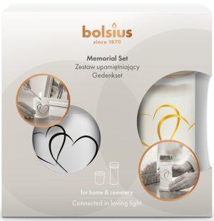 BOLSIUS - BO-MEM-SET-INI - Set Memorial candelă + pahar - Inimă